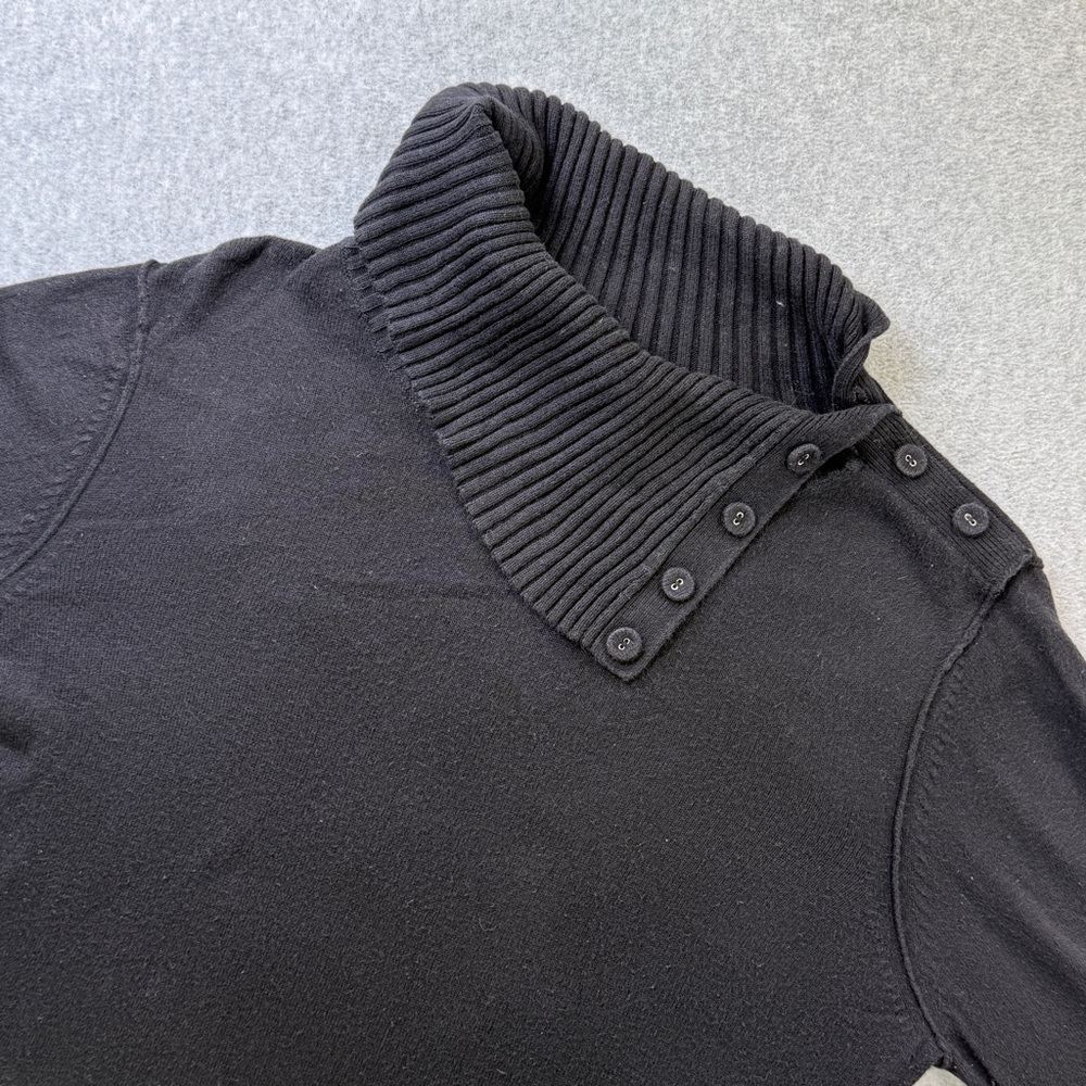 Y2K American Eagle Women’s Black Mock Neck Sweater Ribbed Collar Cuffs